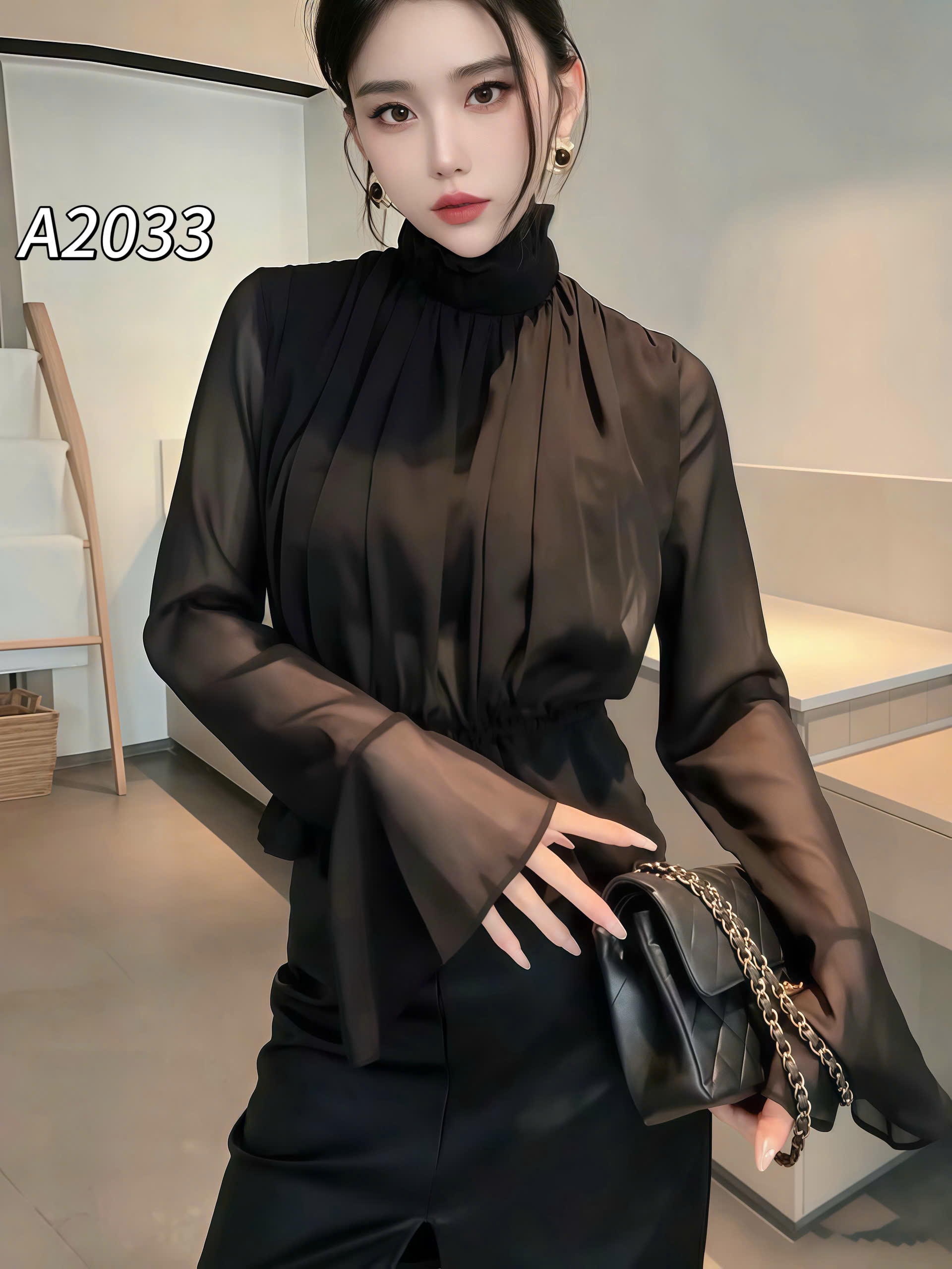 A2033 áo QC buộc eo