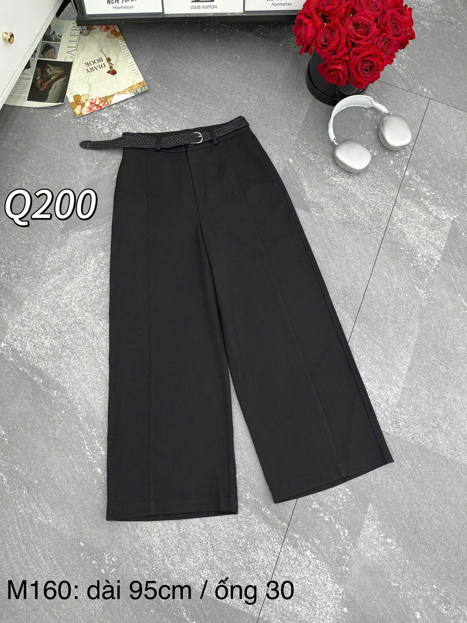Q200 quần xuông vải xước gân giữa dài 95cm ống 30cm