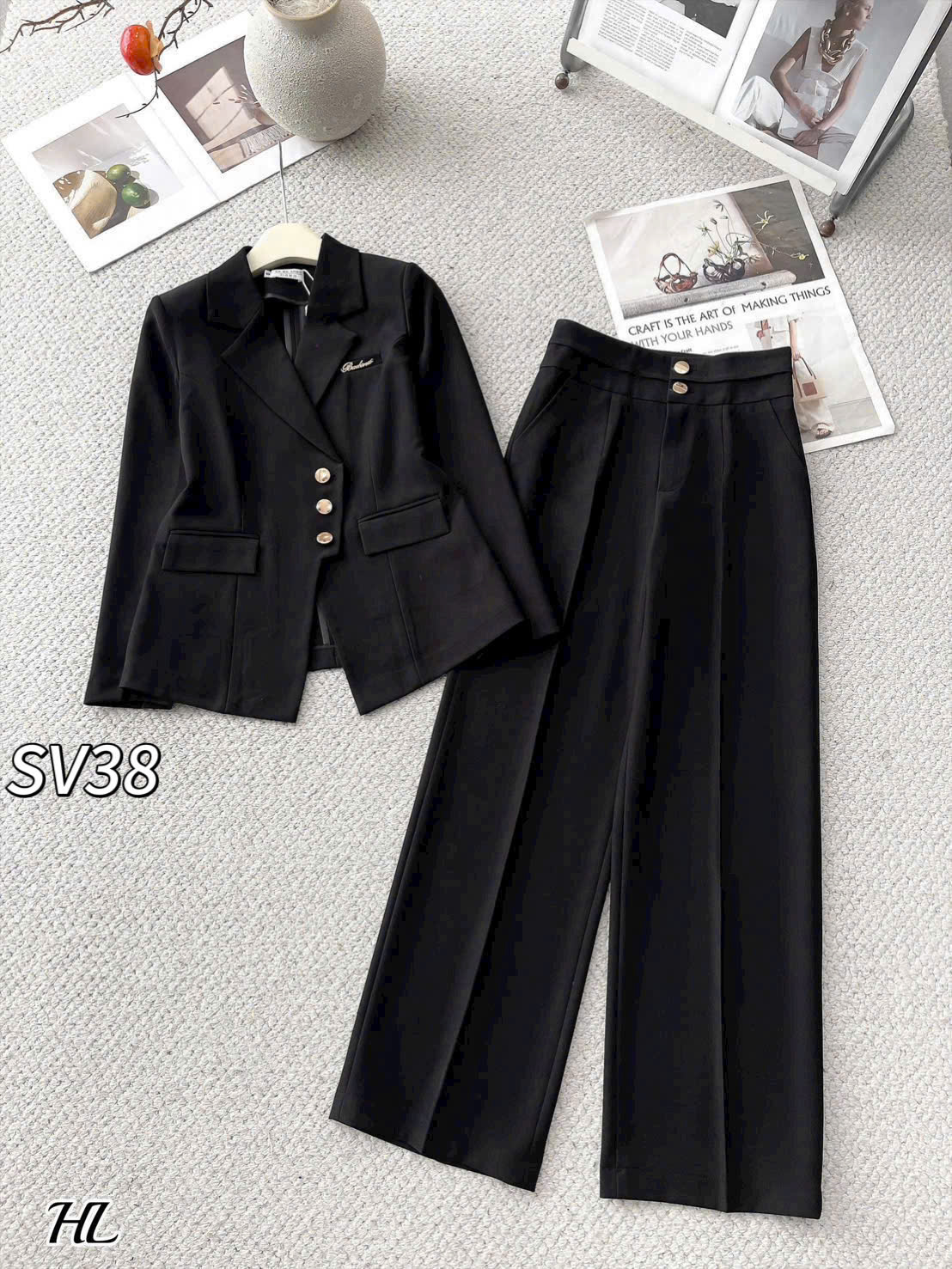 SV38 set vest áo 3 cúc