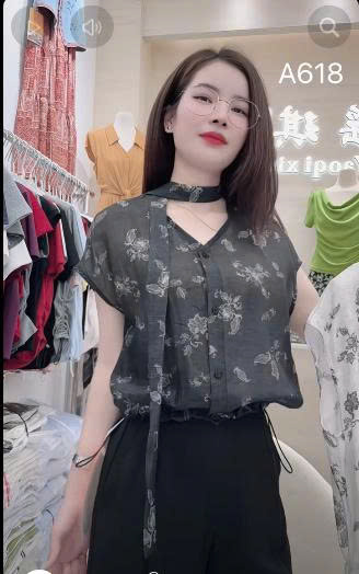 A618 Áo sơ mi hoa hoa dây