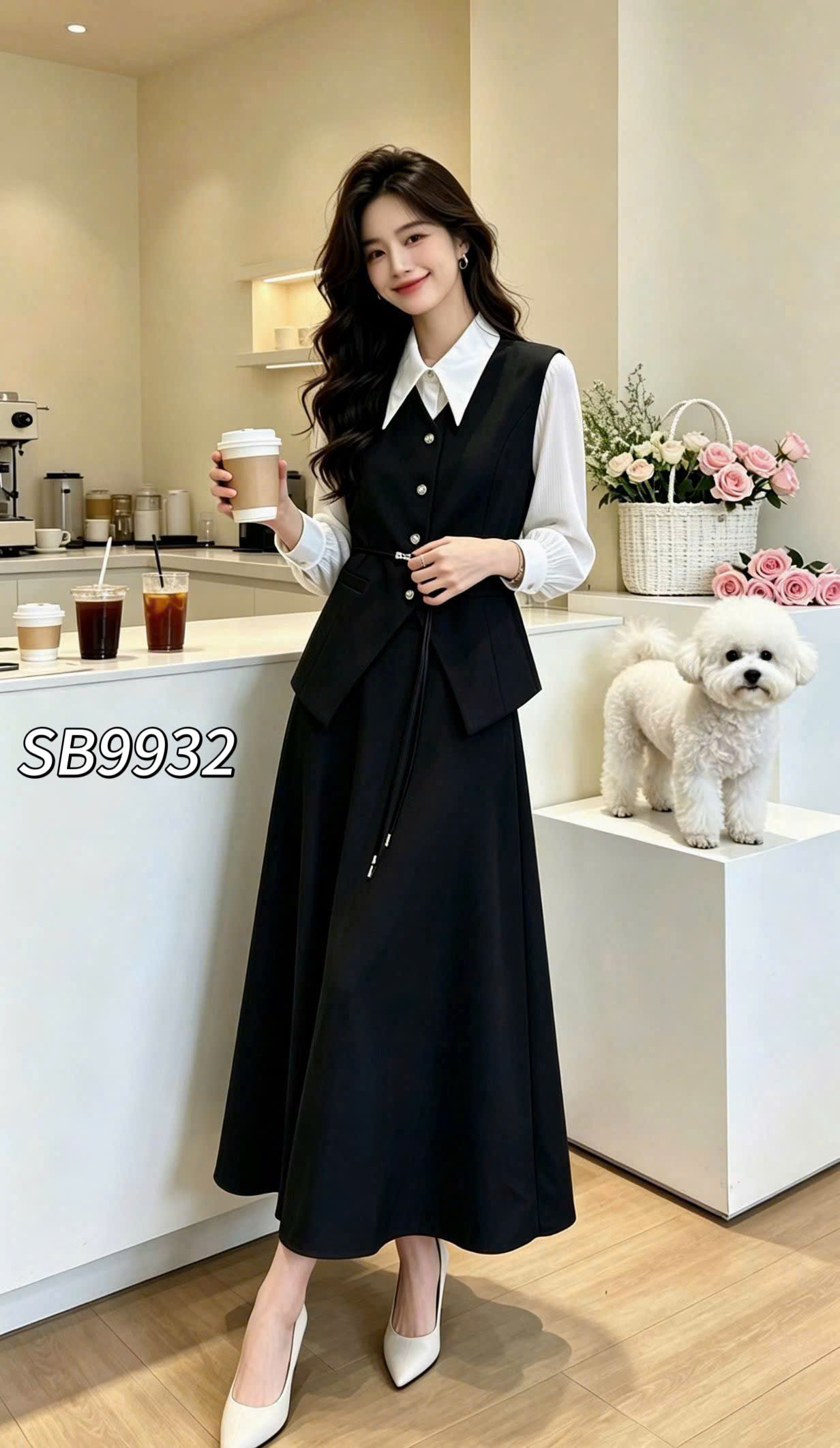 SB9922 SET VEST GILE + SƠ MI + CHÂN VÁY