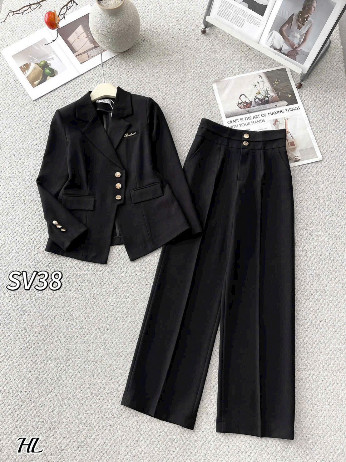 SV38 set vest áo 3 cúc