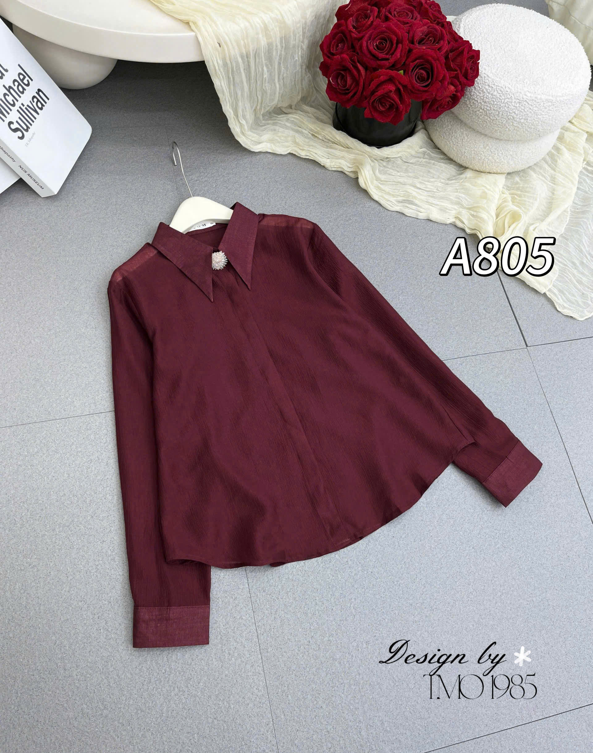 A805 Áo tơ hàn kèm charm pha lê