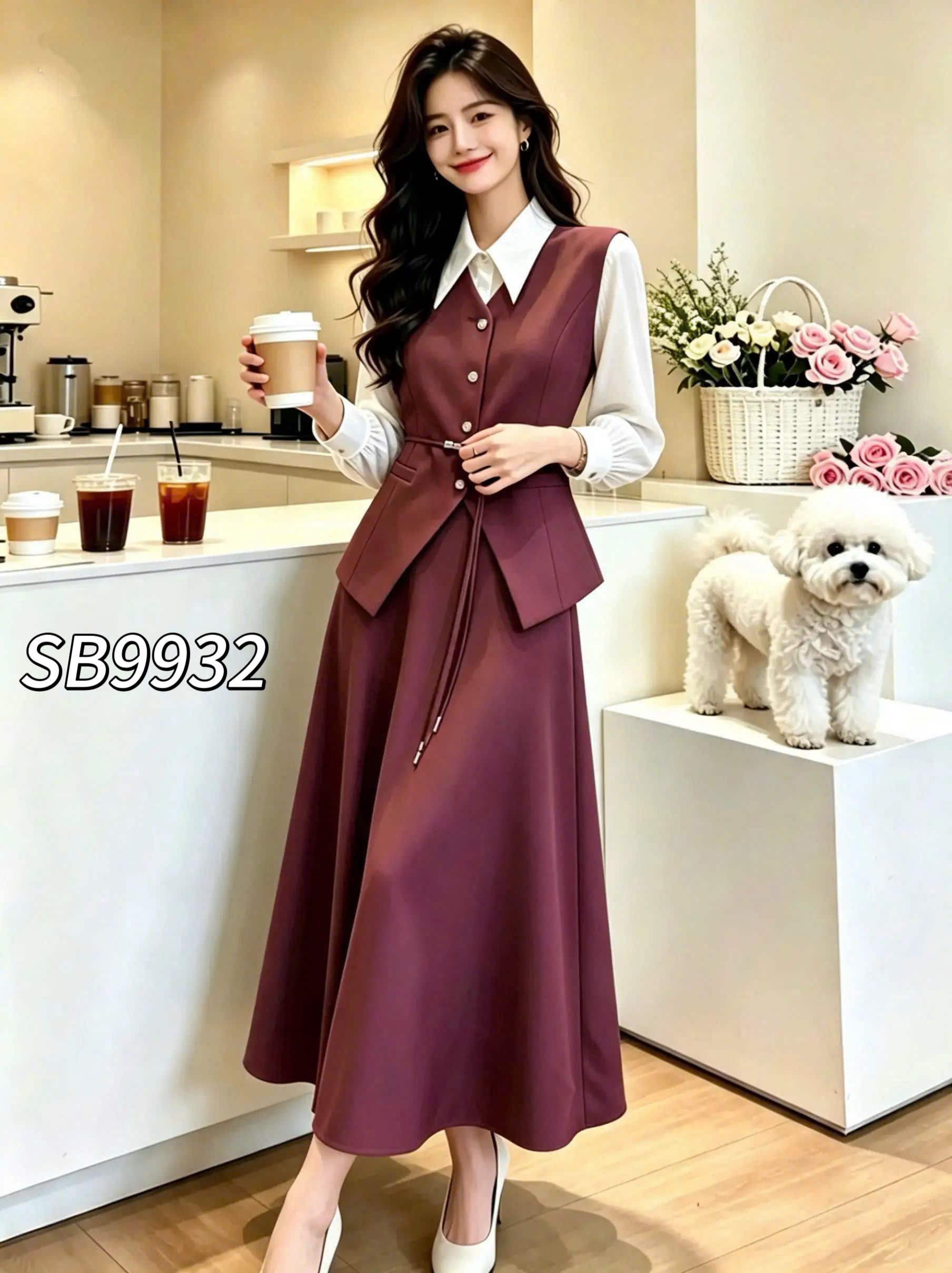 SB9922 SET VEST GILE + SƠ MI + CHÂN VÁY