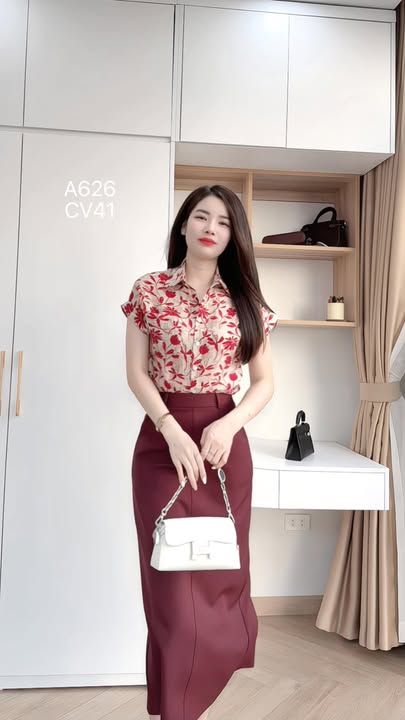 A626 Áo sơ mi hoa tay hến