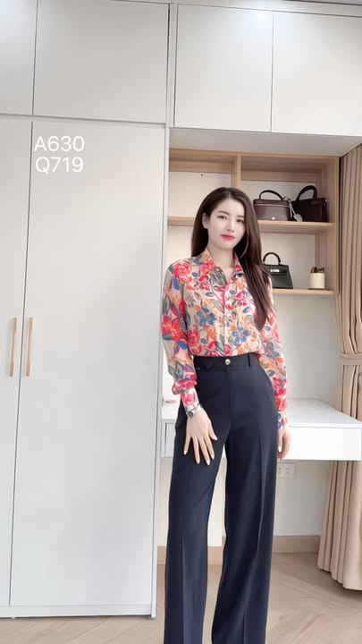 A630 Áo sơ mi hoa dài tay