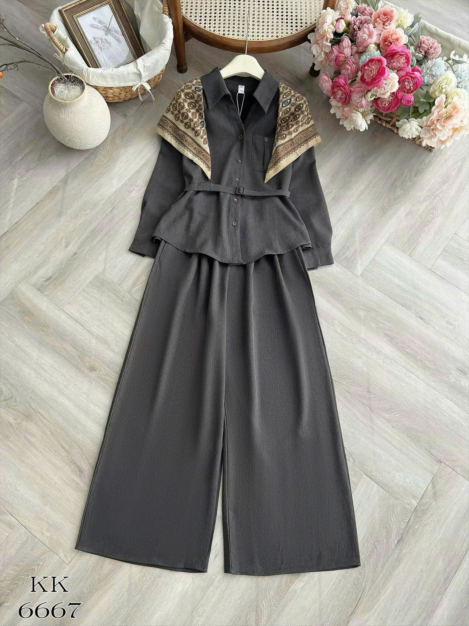 SB6667 Set Bộ Kèm Khăn Họa Tiết
