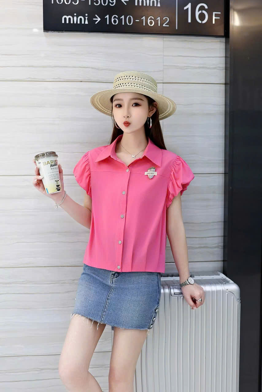 A569-6630 Áo sơ mi tay dơi bồng củ cà rốt