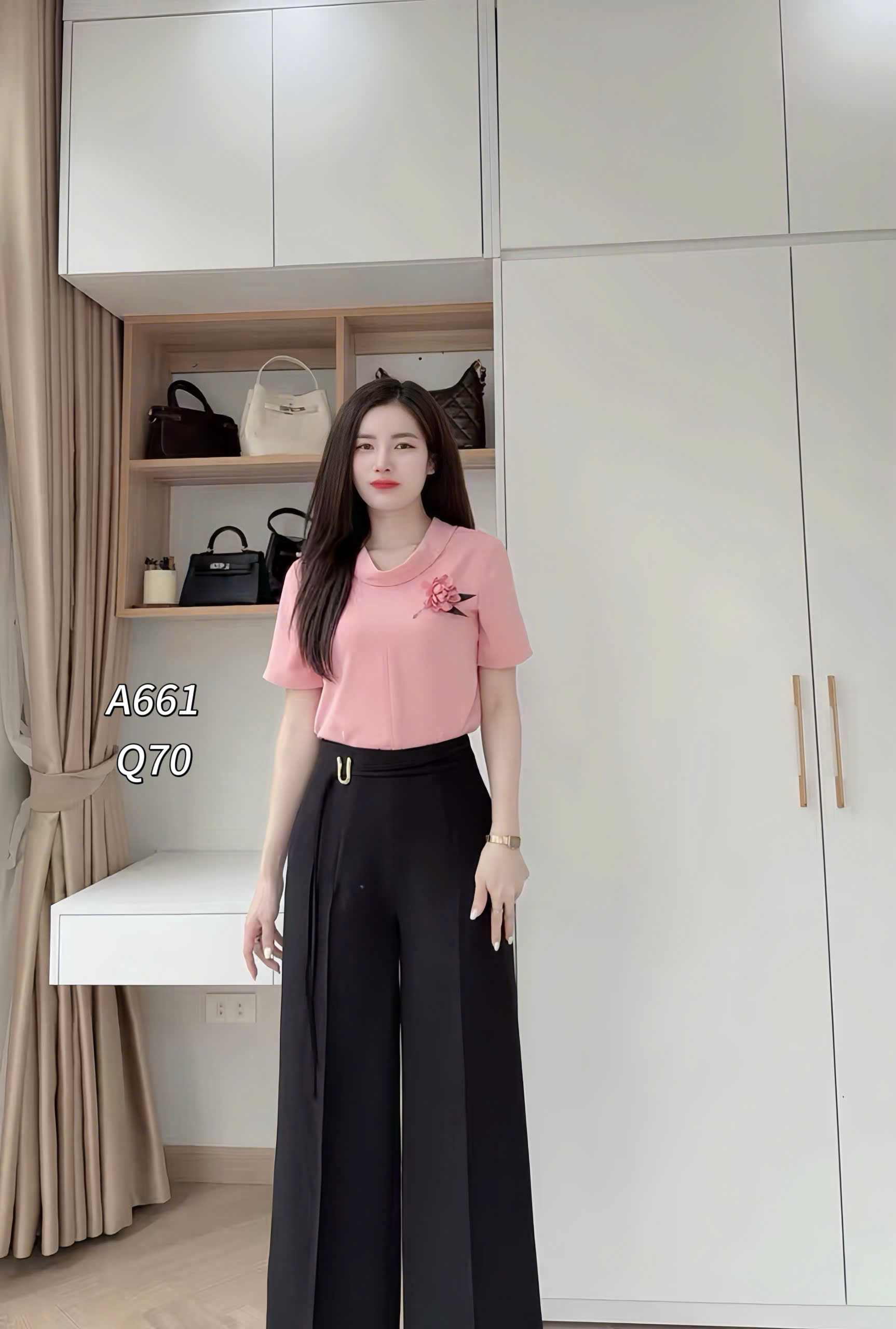 A661 áo cổ thuyền tag hoa