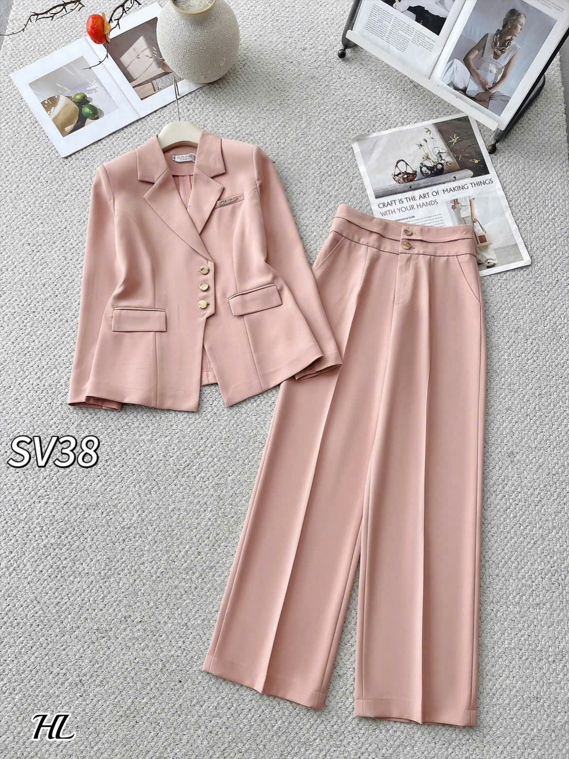 SV38 set vest áo 3 cúc