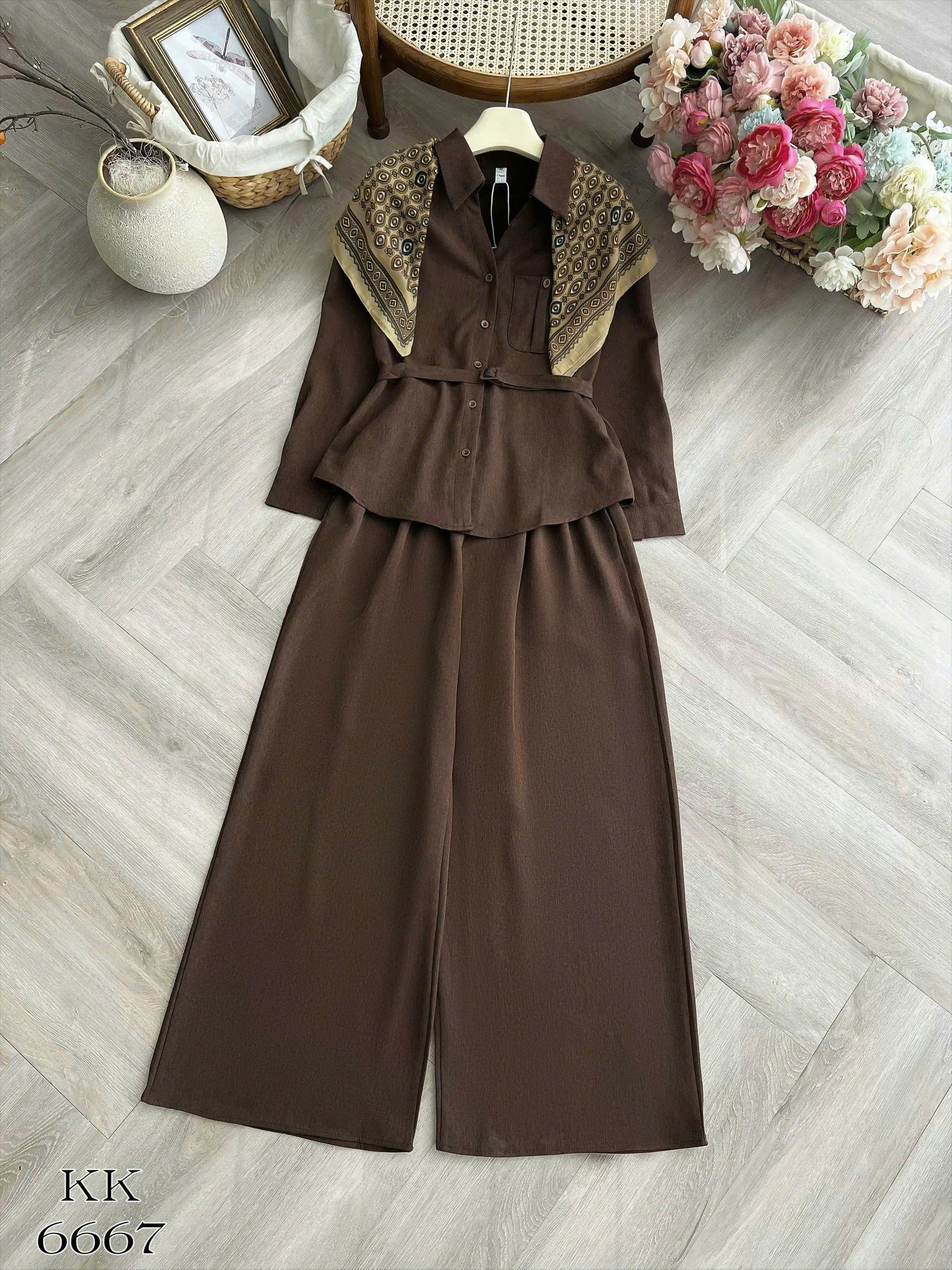 SB6667 Set Bộ Kèm Khăn Họa Tiết