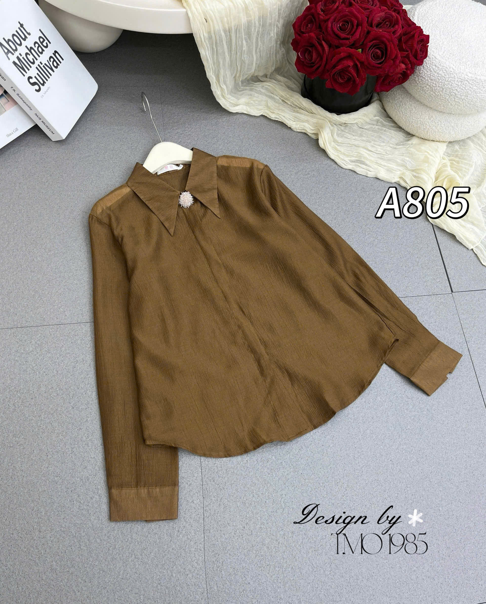 A805 Áo tơ hàn kèm charm pha lê