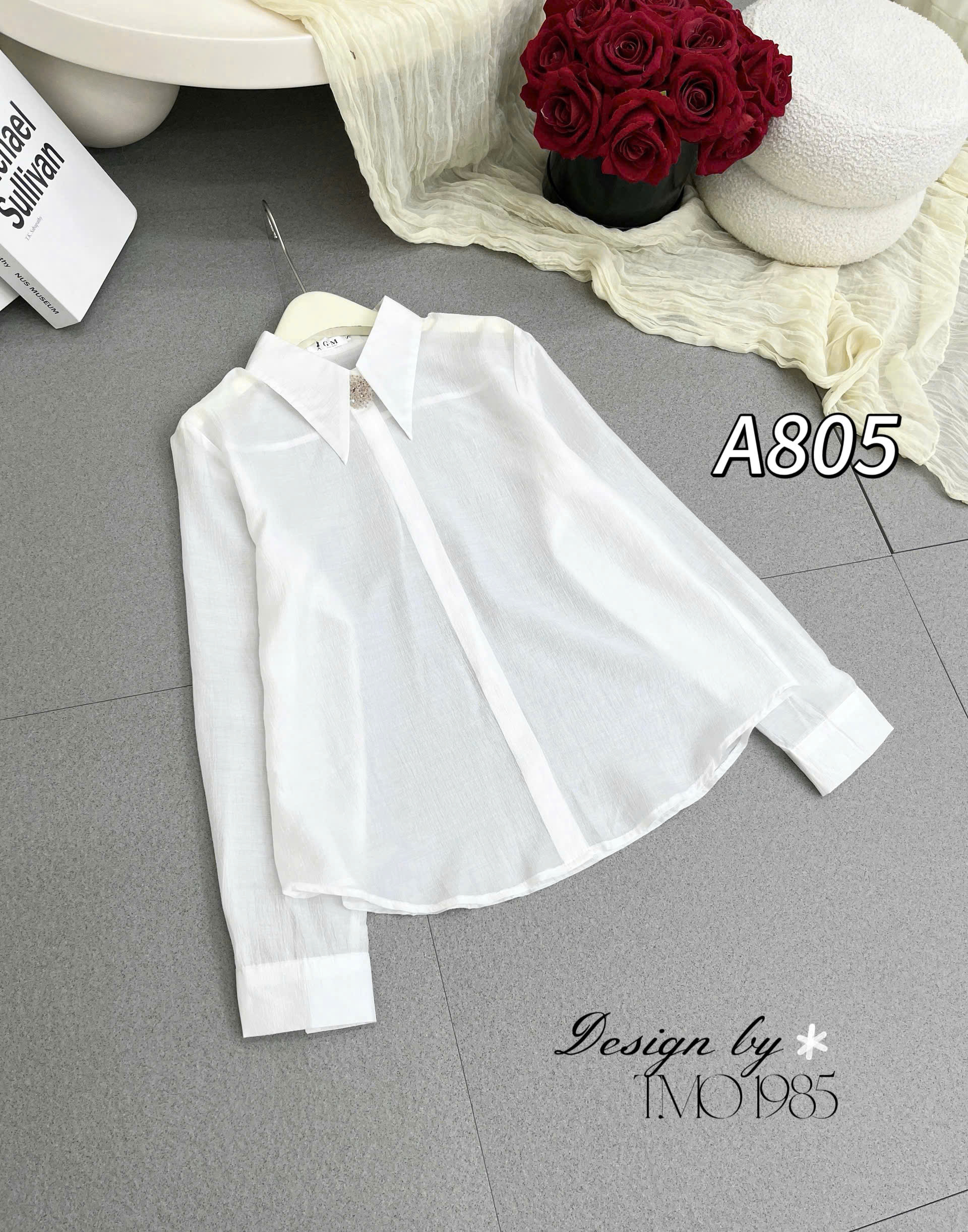 A805 Áo tơ hàn kèm charm pha lê
