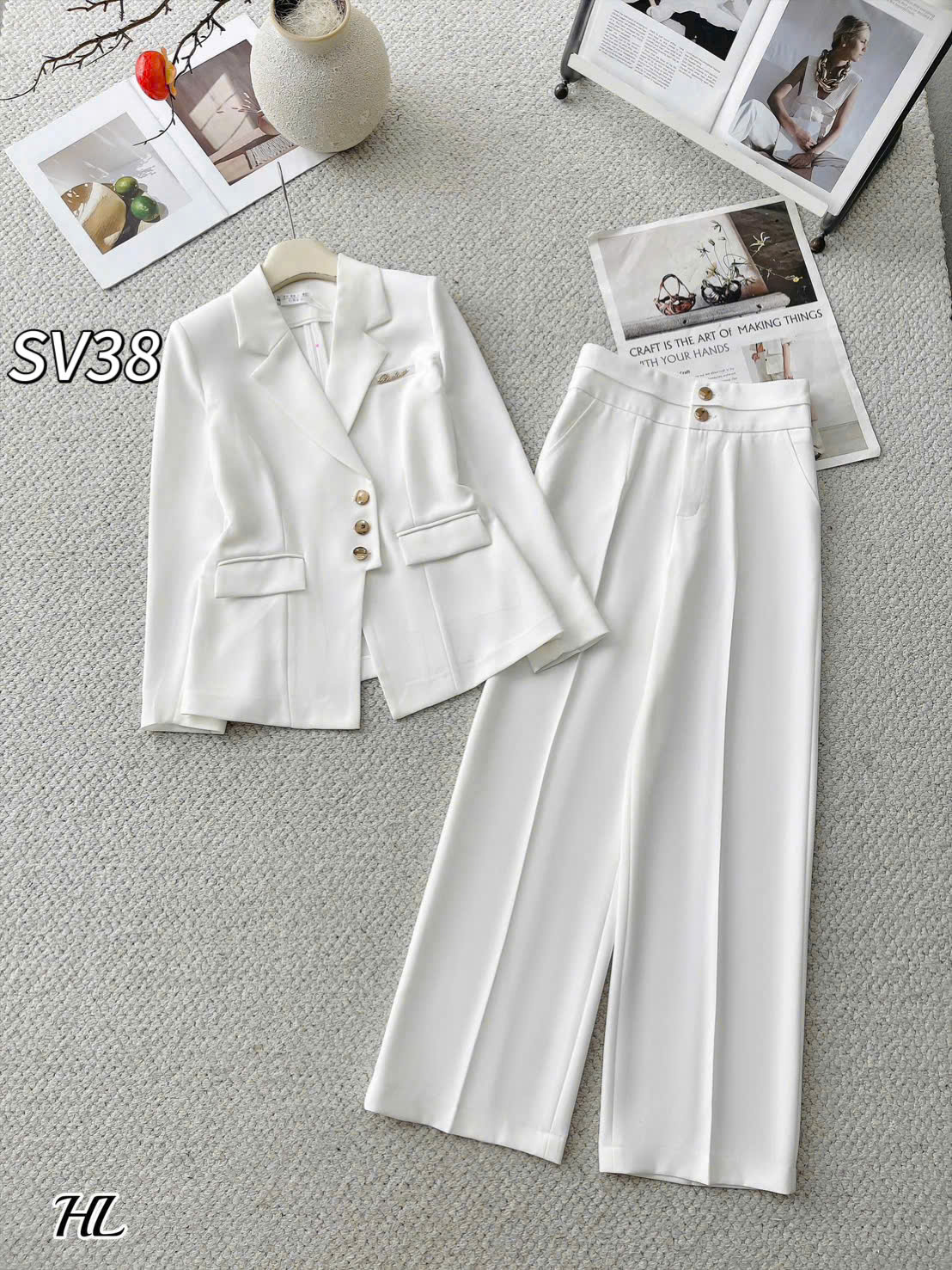 SV38 set vest áo 3 cúc