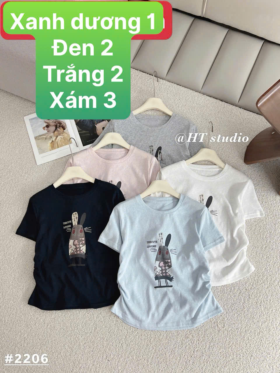 AP2206 áo nhún eo in thỏ