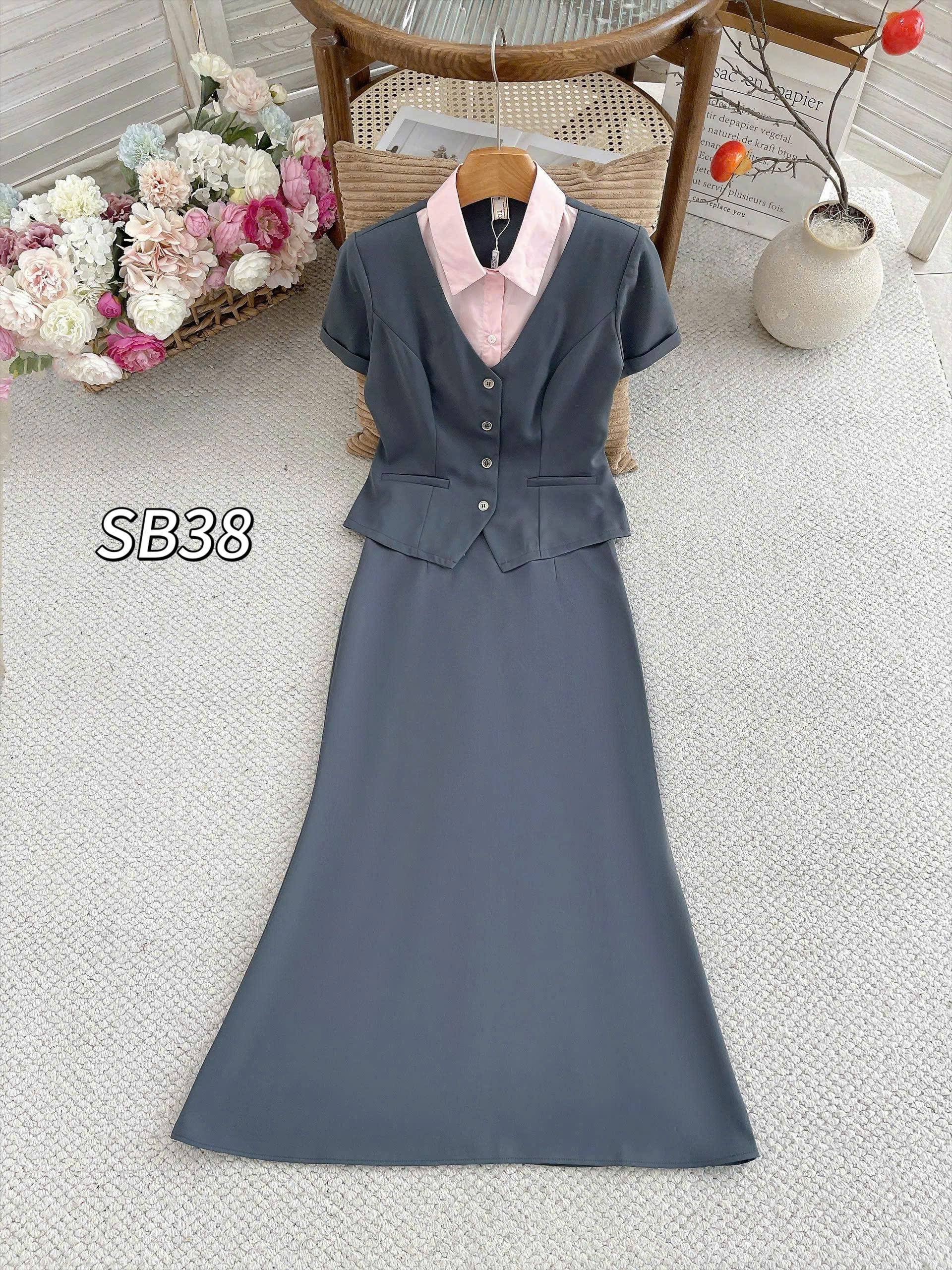 SB38 set cv áo phối sơ mi