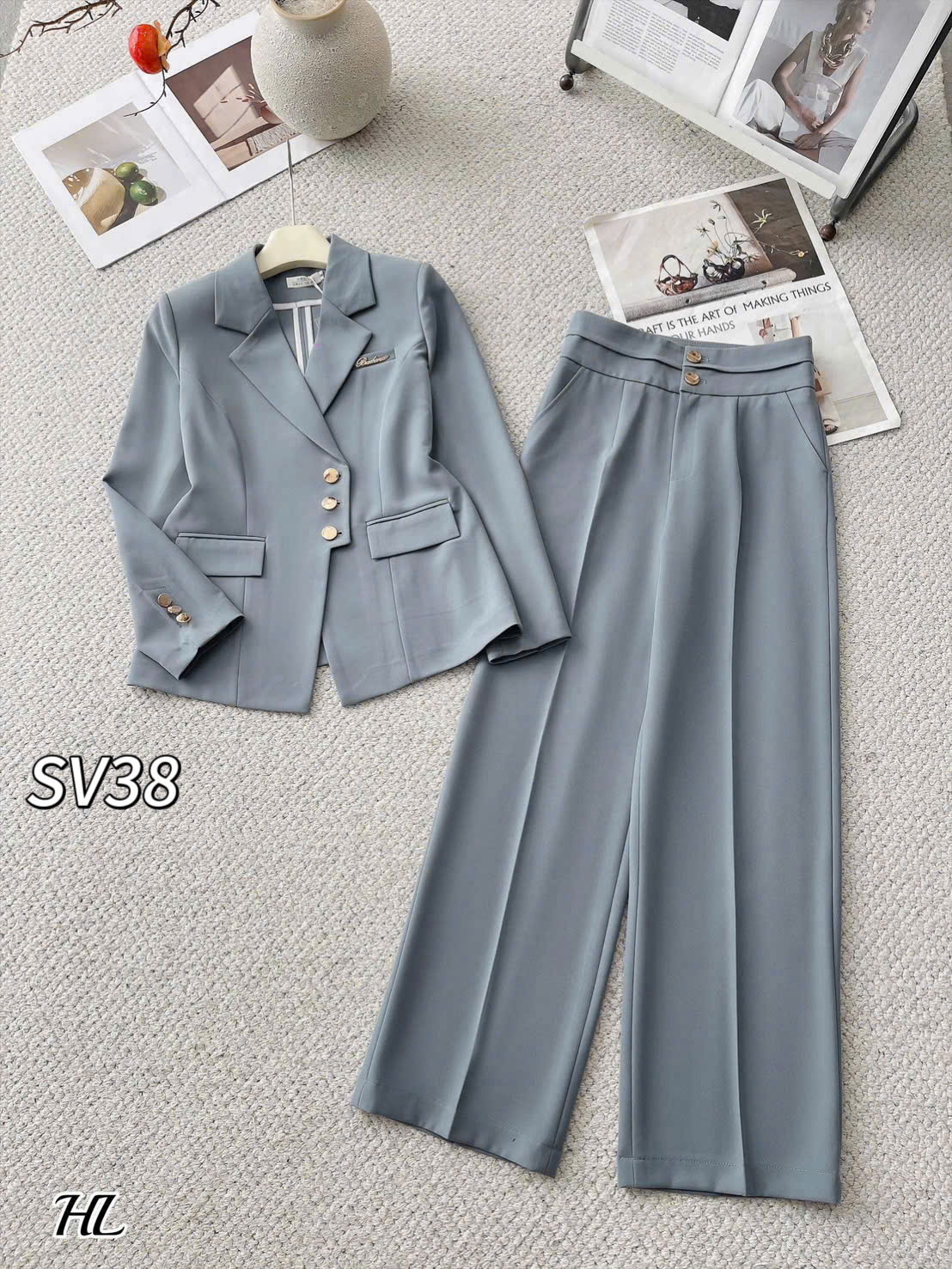 SV38 set vest áo 3 cúc