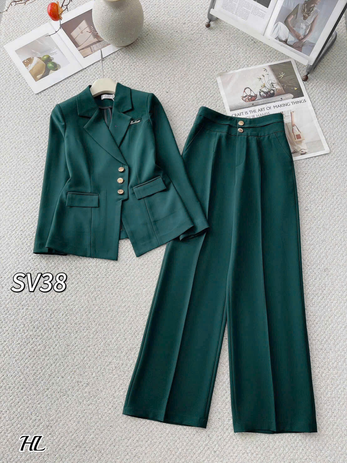 SV38 set vest áo 3 cúc