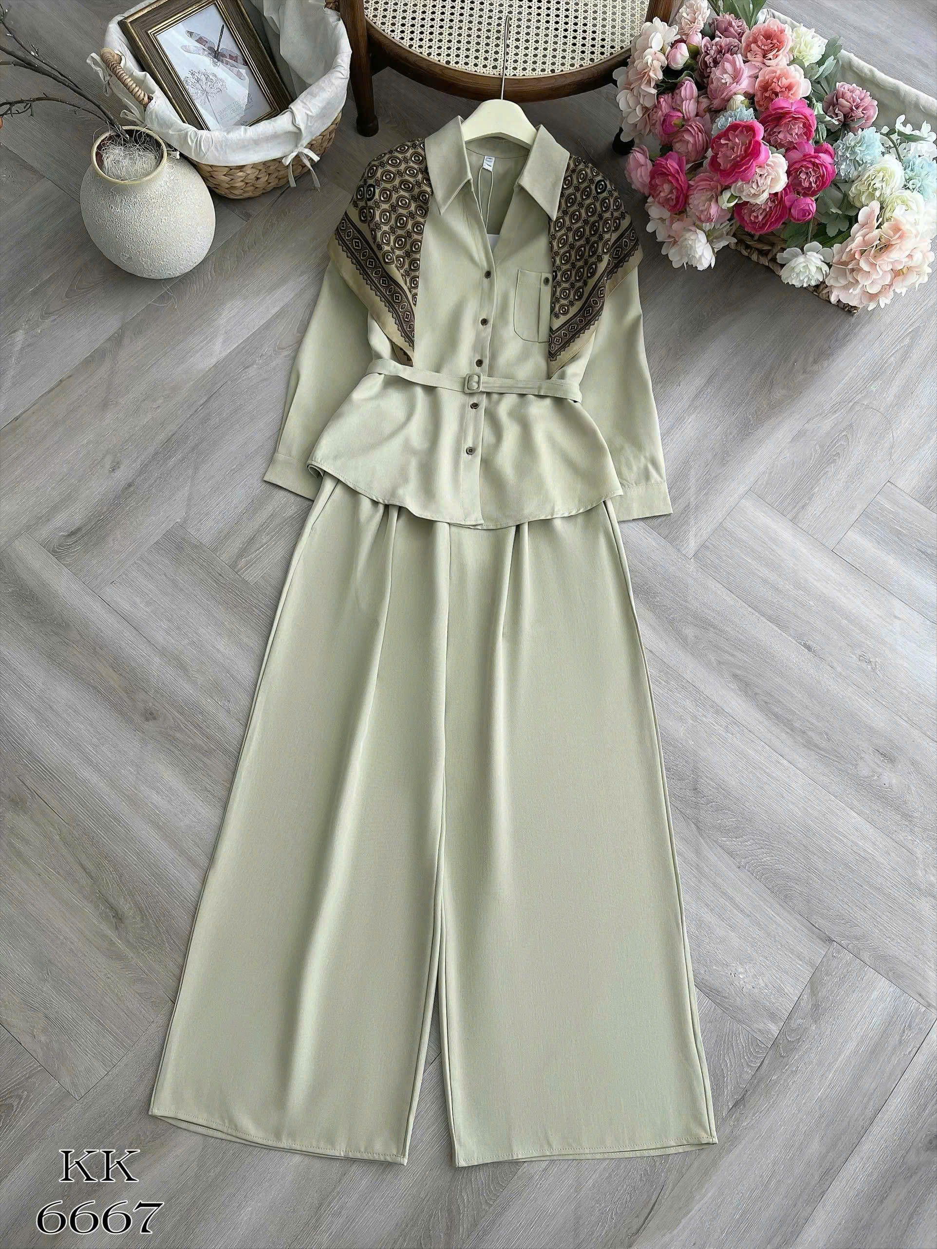 SB6667 Set Bộ Kèm Khăn Họa Tiết