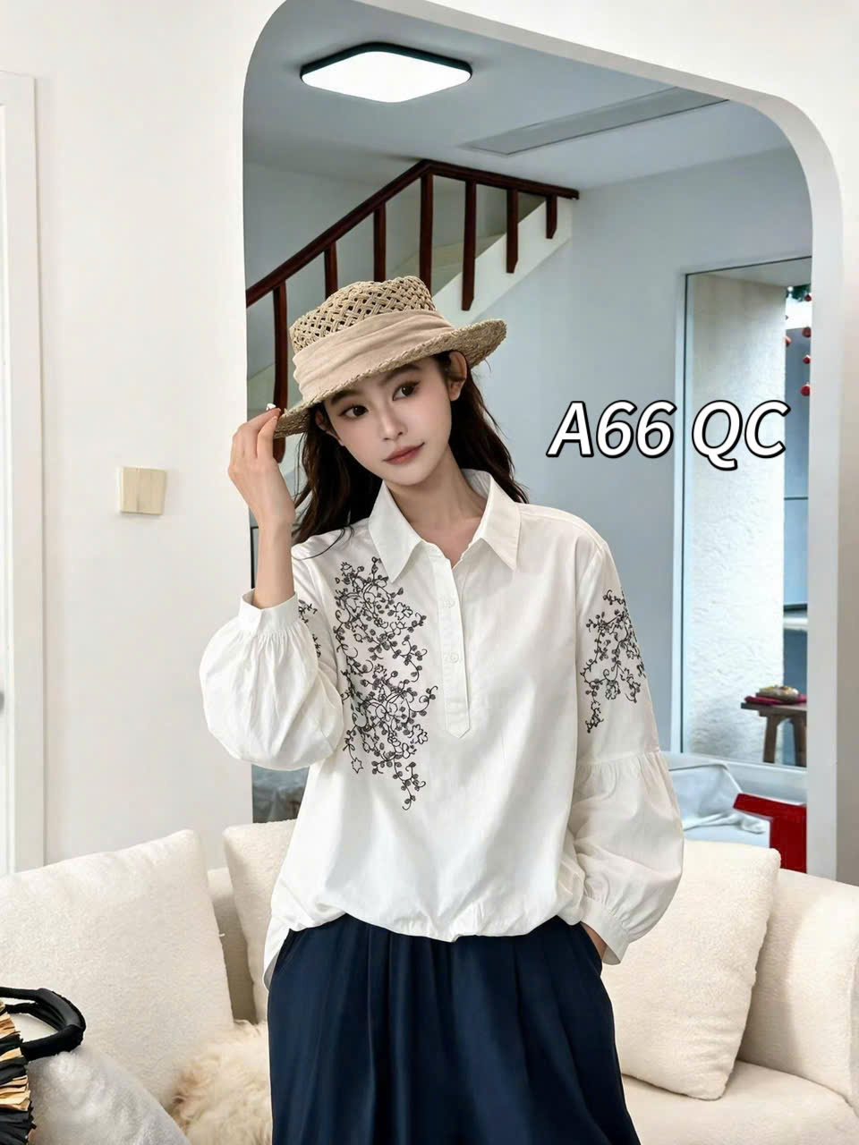 A66 QC áo sơ mi dài tay bồng