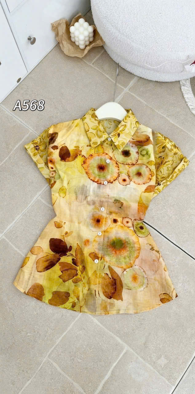 A568 áo hoa tay hến