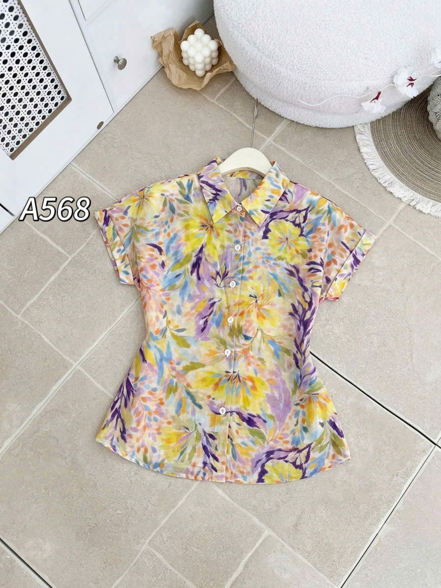 A568 áo hoa tay hến