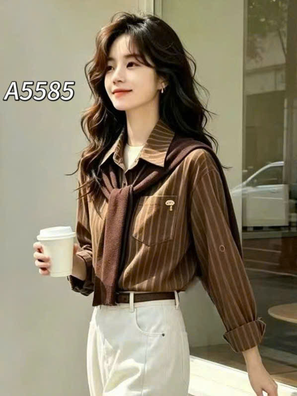 A5585 Áo kẻ QC kèm khăn