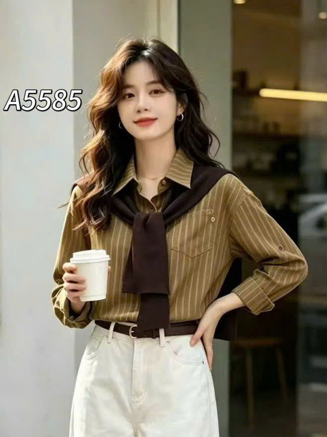 A5585 Áo kẻ QC kèm khăn