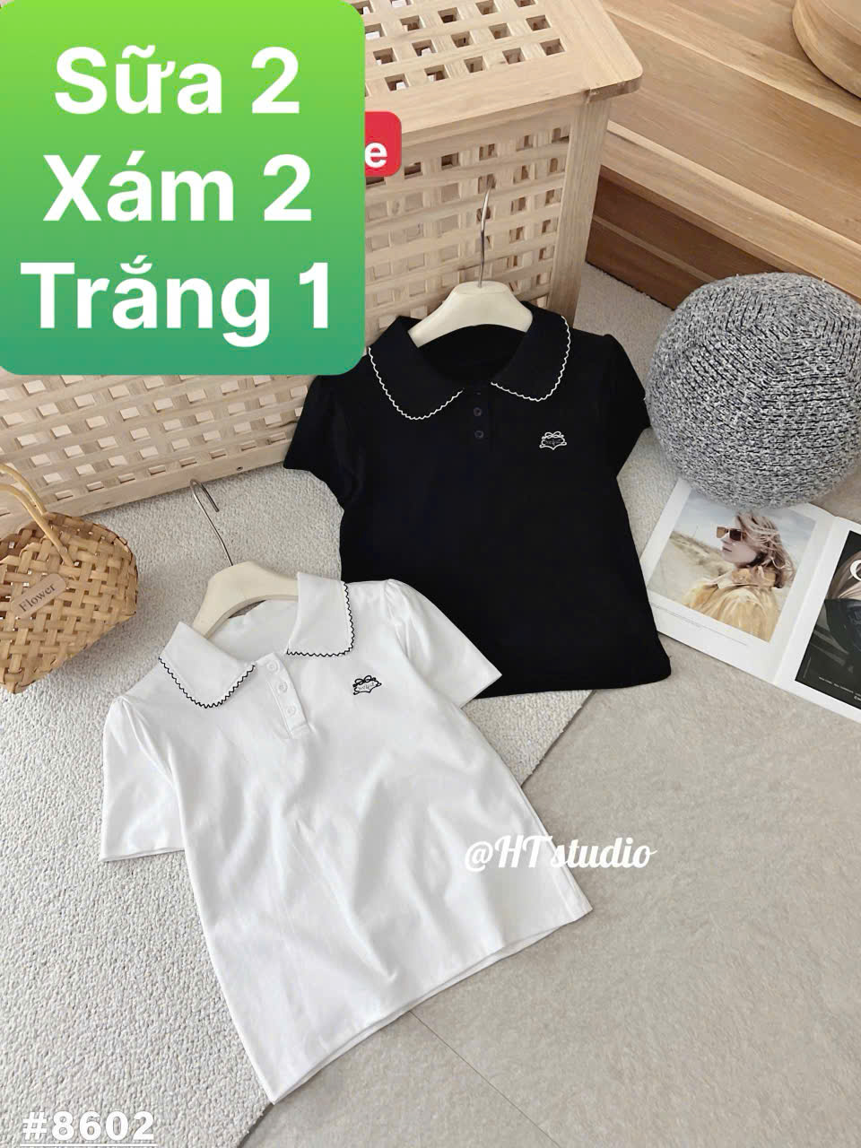 AP8602 áo viền cổ thêu ngực