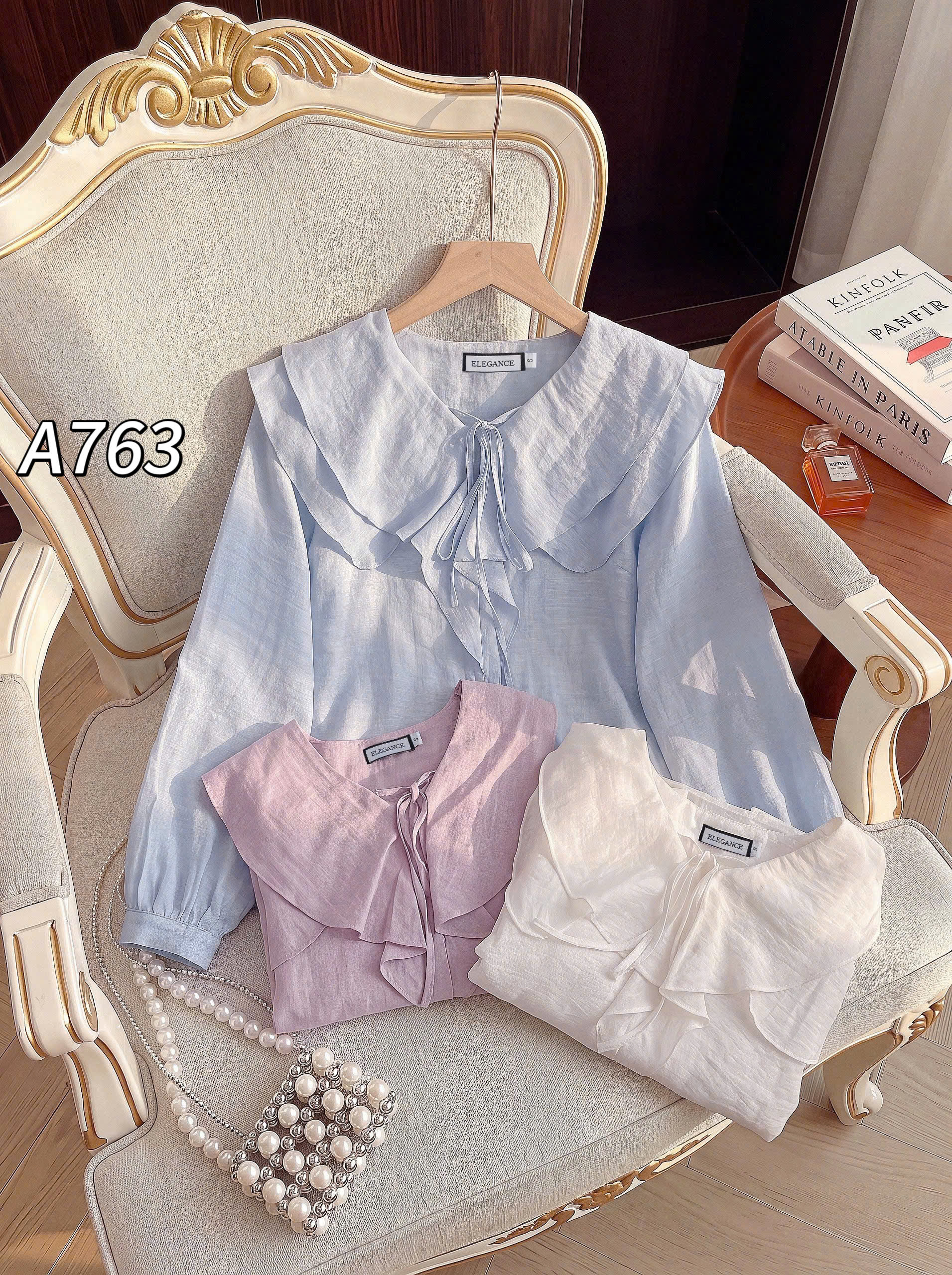 A763 áo tơ cổ bèo