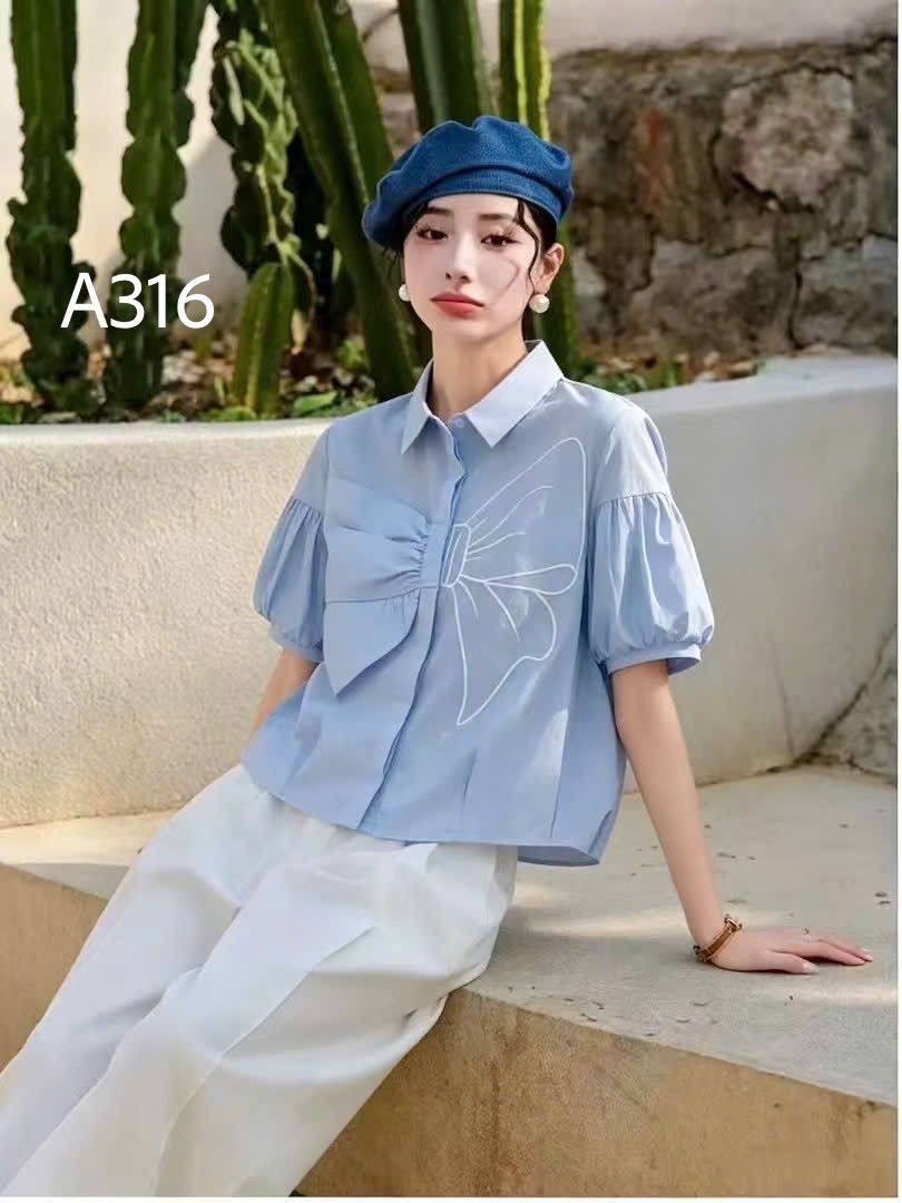 A316 Áo sơ mi nơ cách điệu