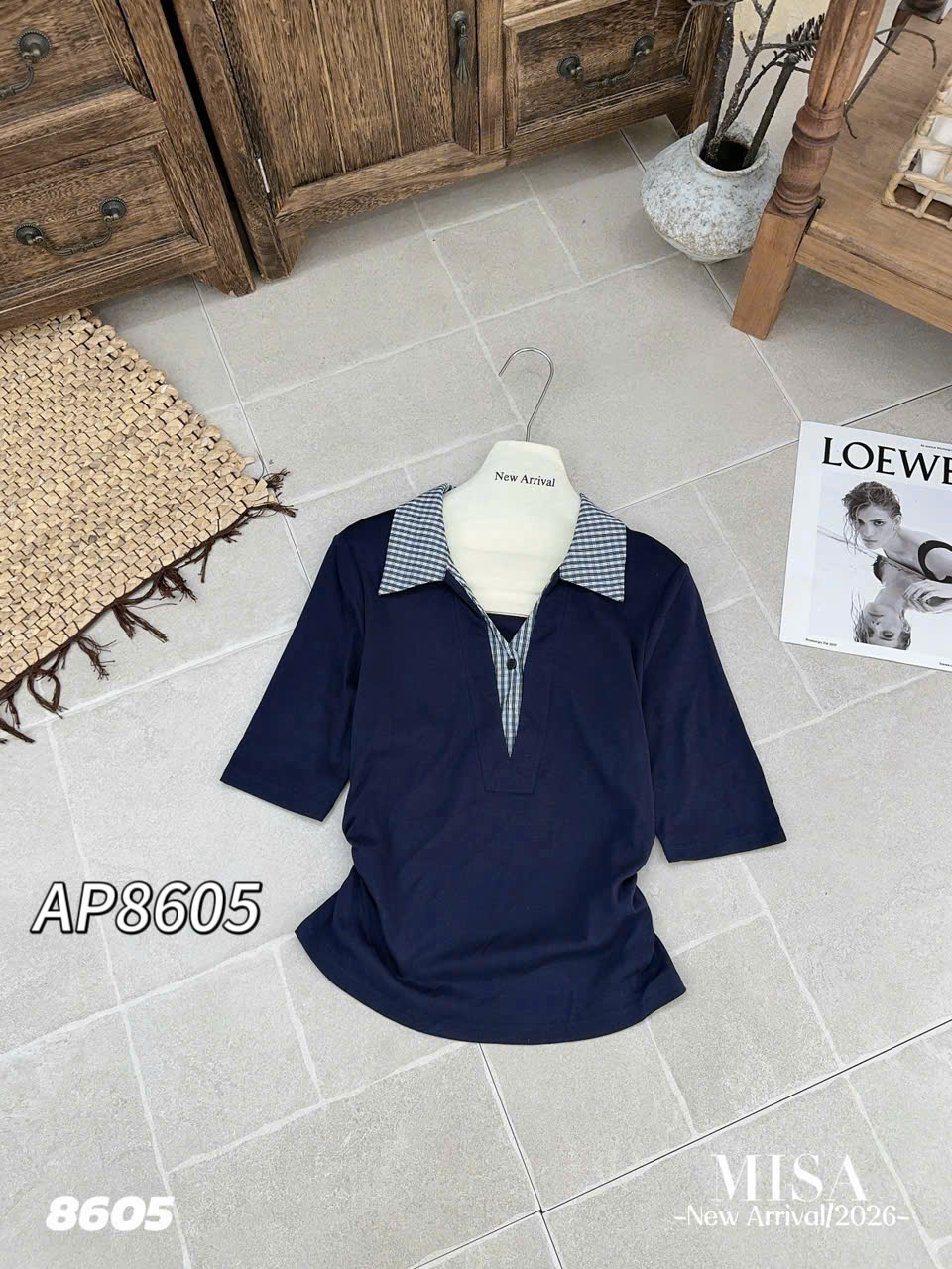 AP8605 áo thun cổ phối sơ mi