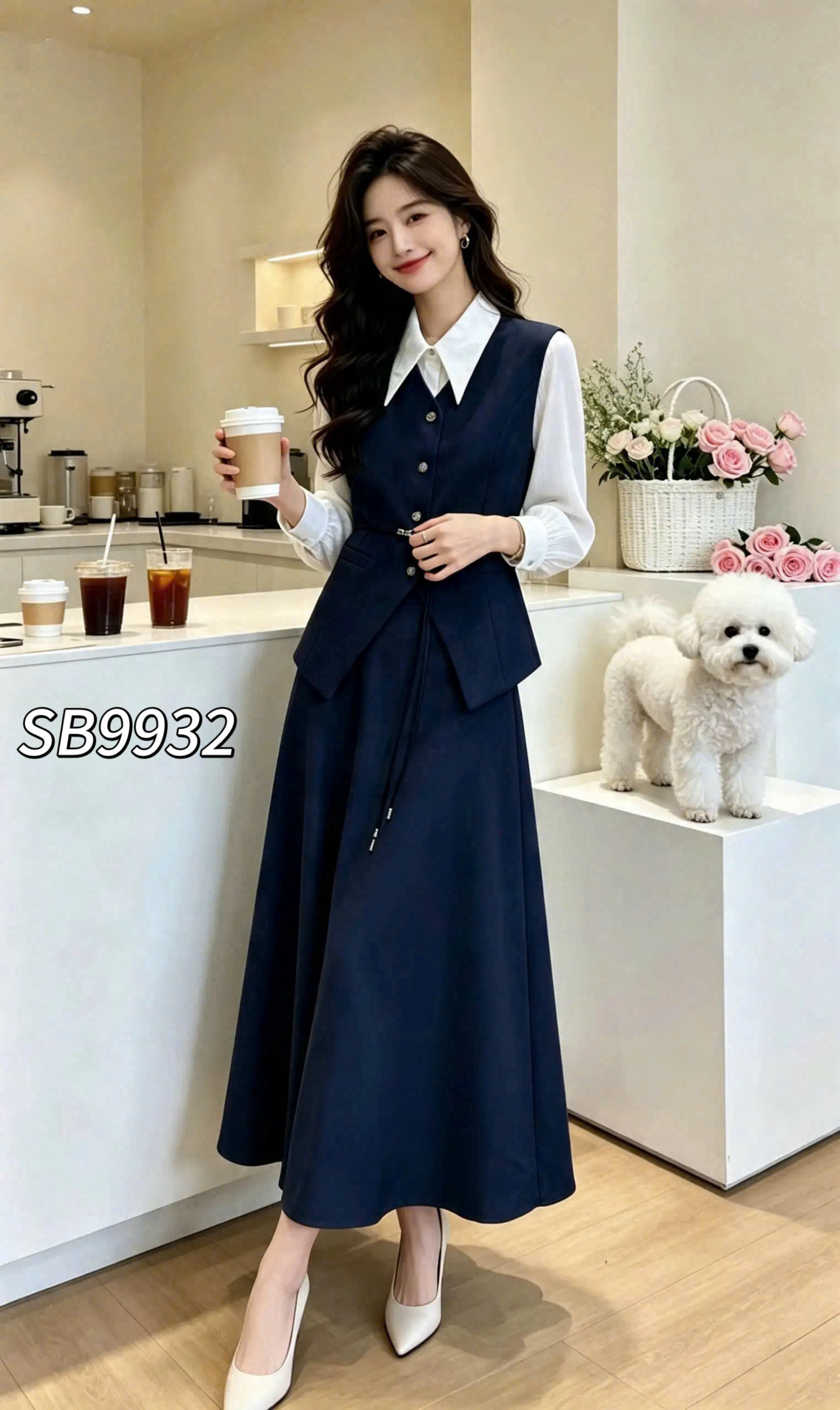 SB9922 SET VEST GILE + SƠ MI + CHÂN VÁY