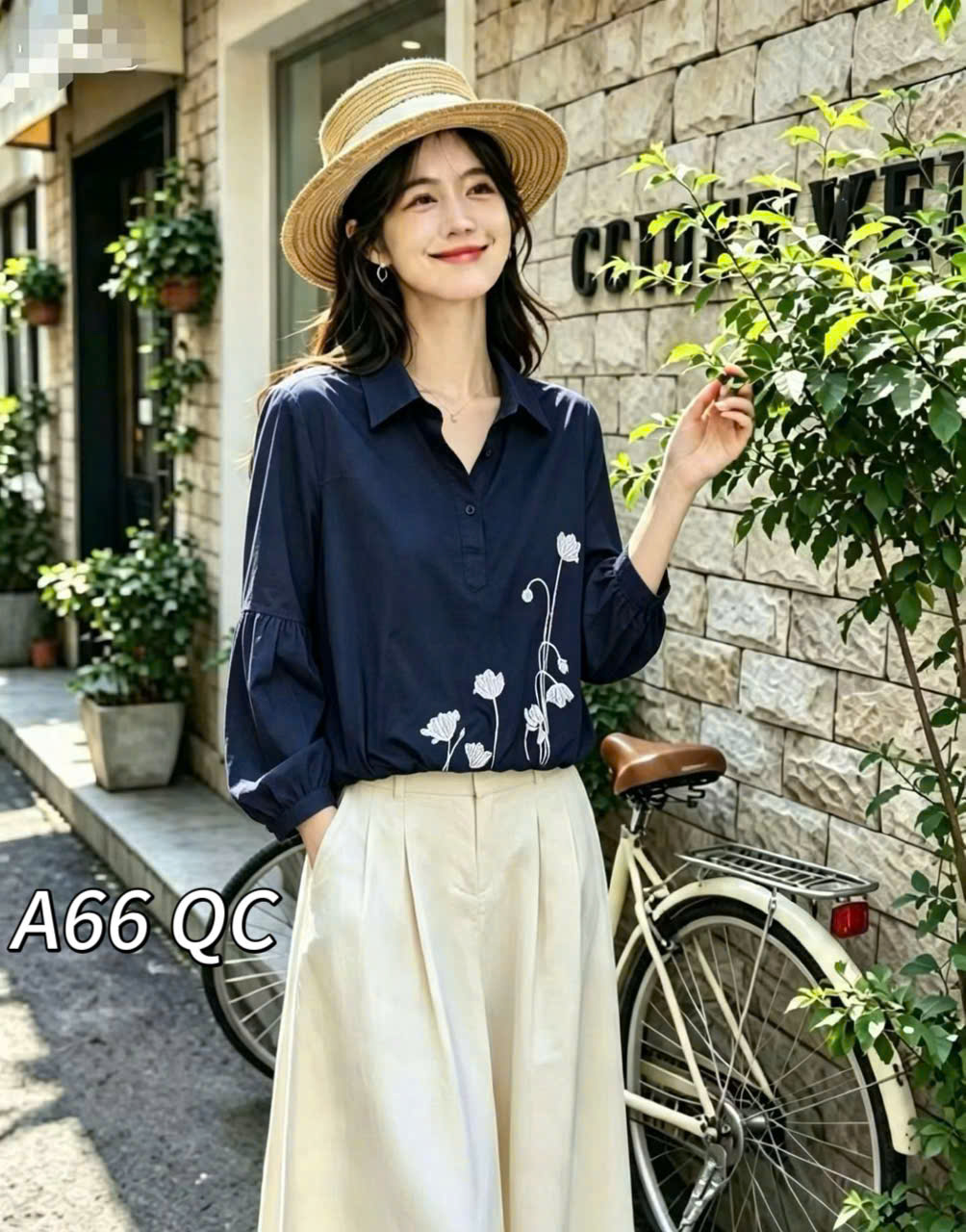 A66 QC áo sơ mi dài tay bồng