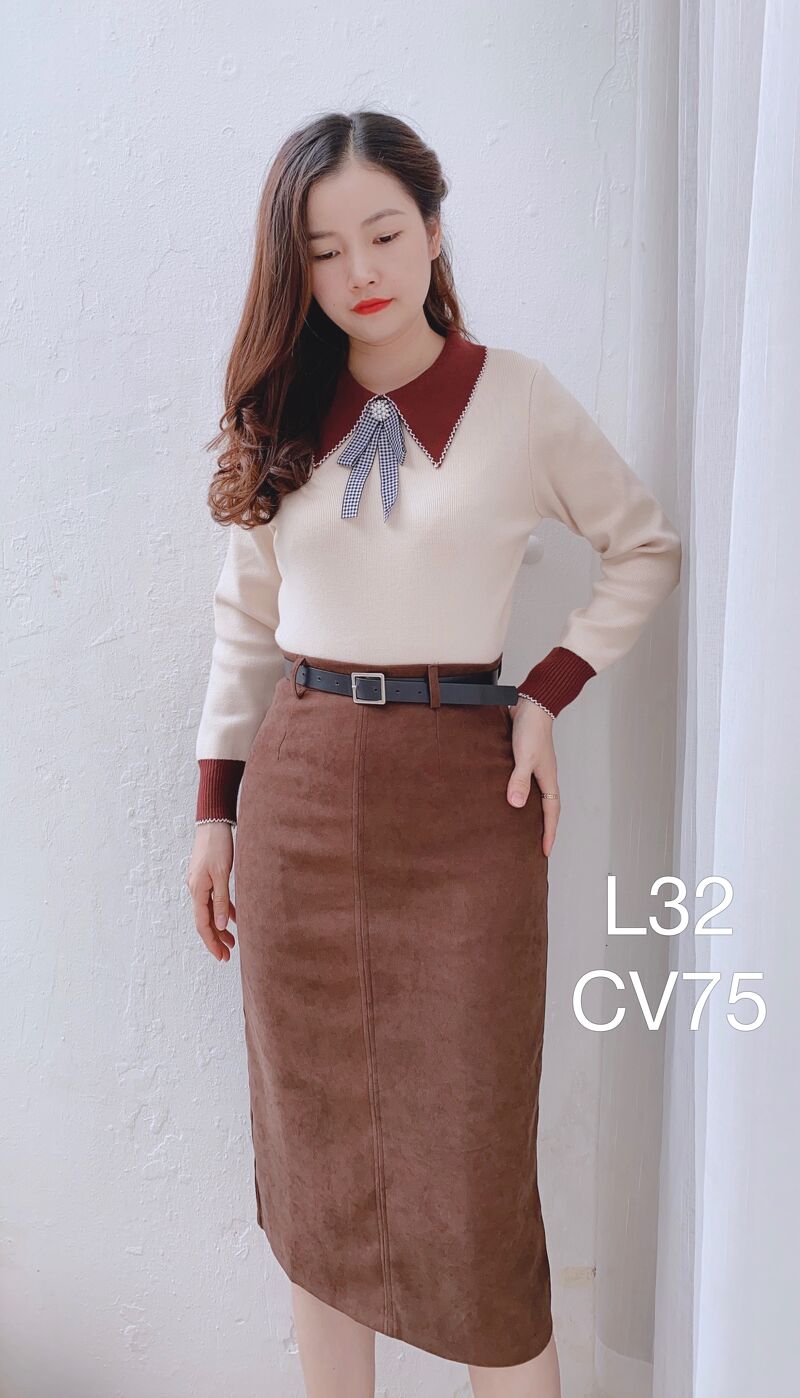 CV75 cv dạ đai trơn