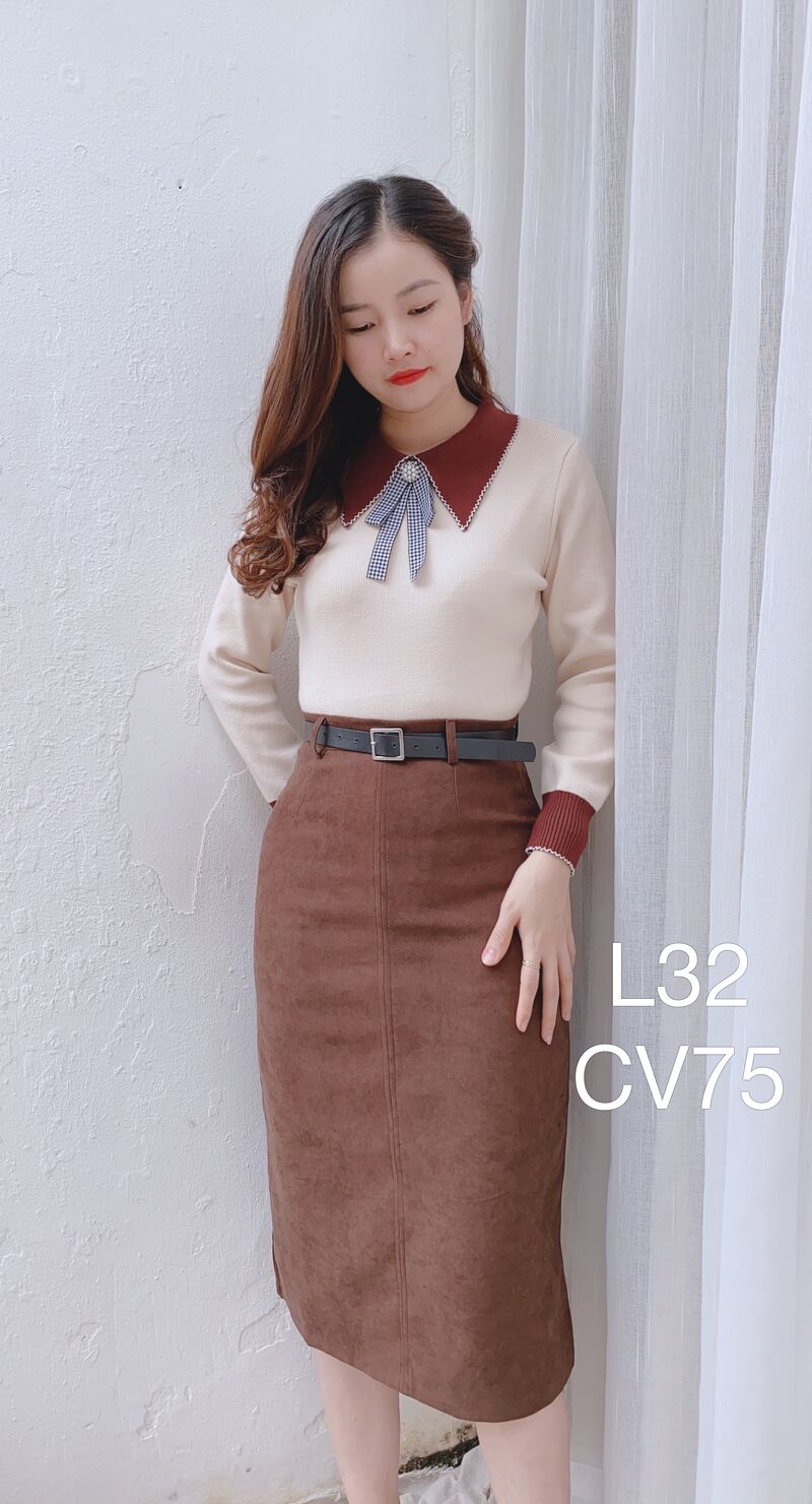 CV75 cv dạ đai trơn