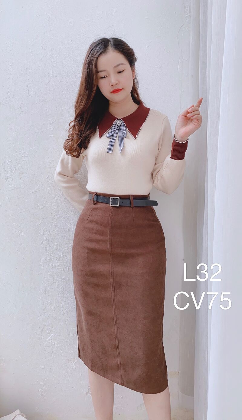 CV75 cv dạ đai trơn