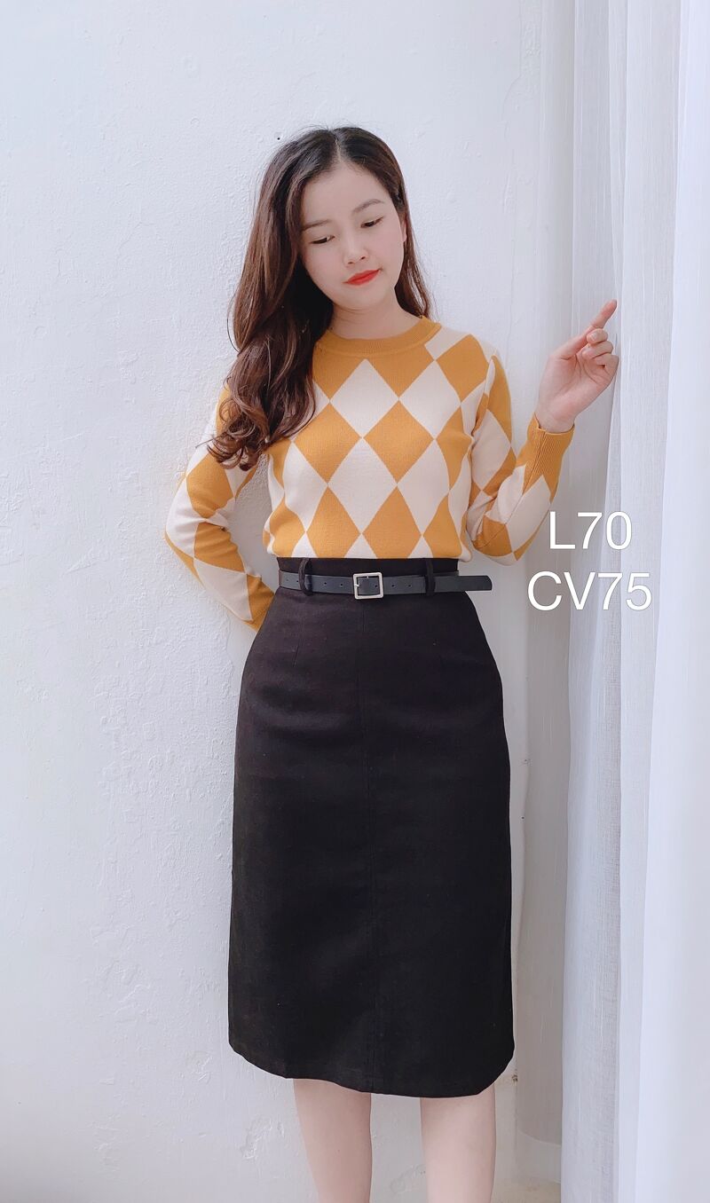 CV75 cv dạ đai trơn