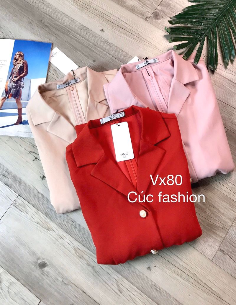 vx80 váy cổ vest cúc ngọc