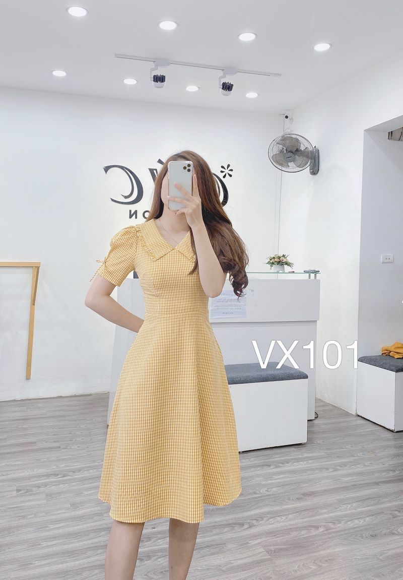 Váy June with love kẻ caro vàng SHIN Baby Closet