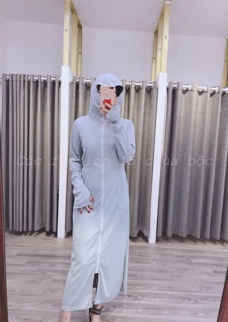 ACN2 áo chống nắng dáng dài - Ghi - S