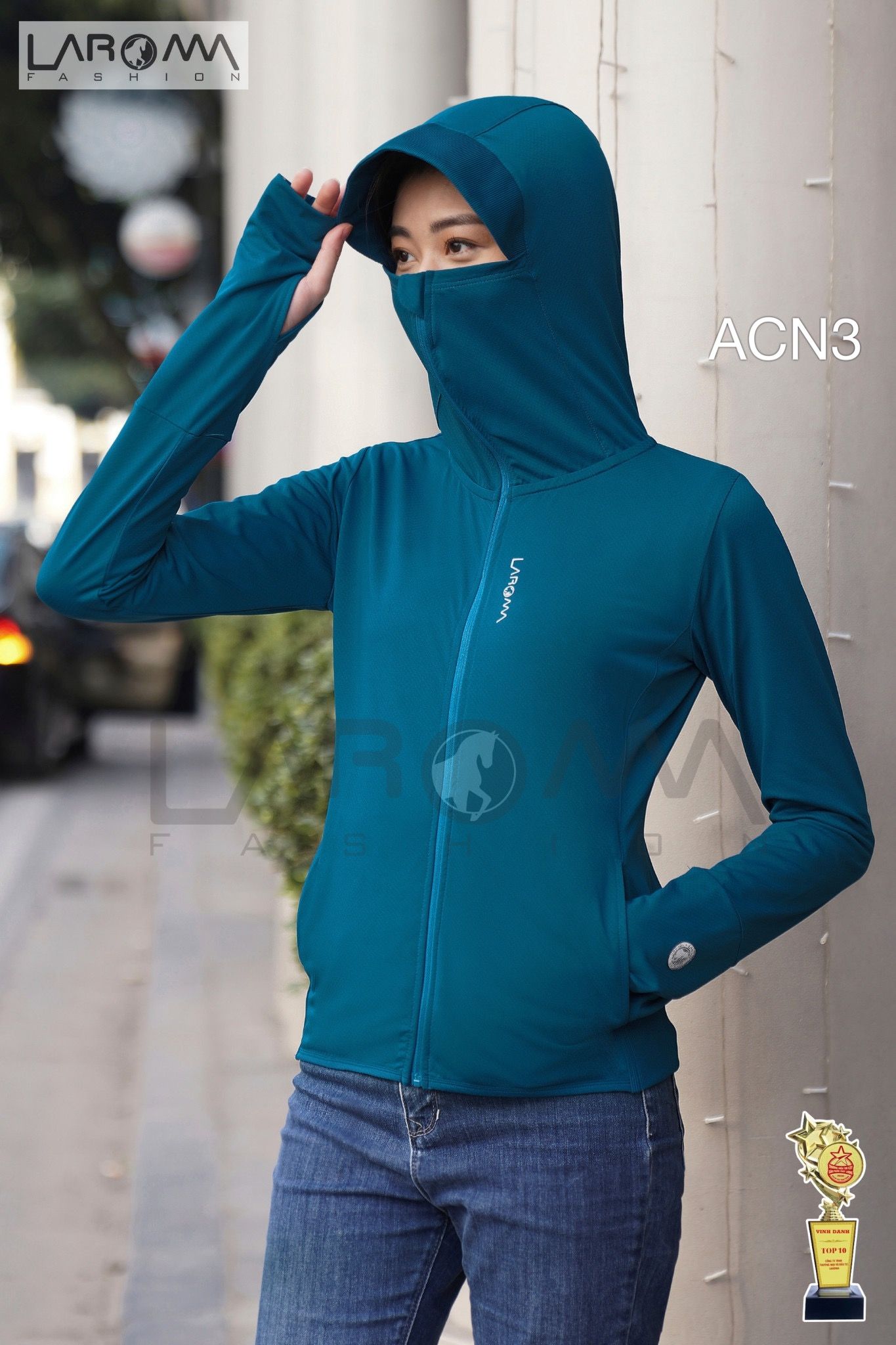 ACN3 áo chống nắng Laroma - xanh cổ vịt - M