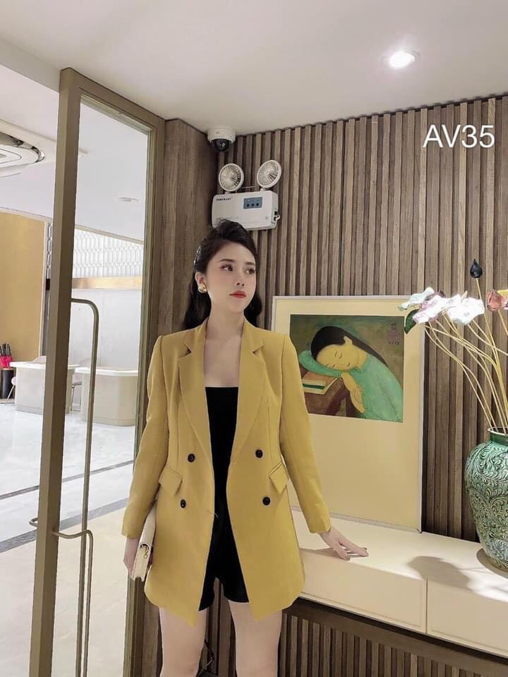 AV35 áo vest dáng dài 4 cúc