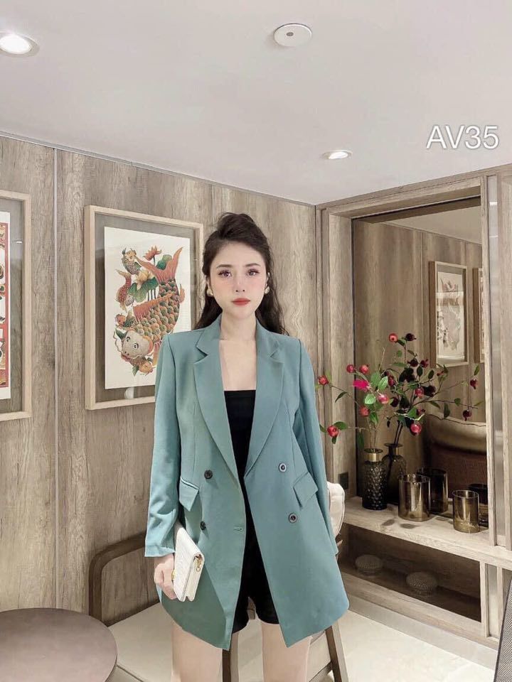 AV35 áo vest dáng dài 4 cúc