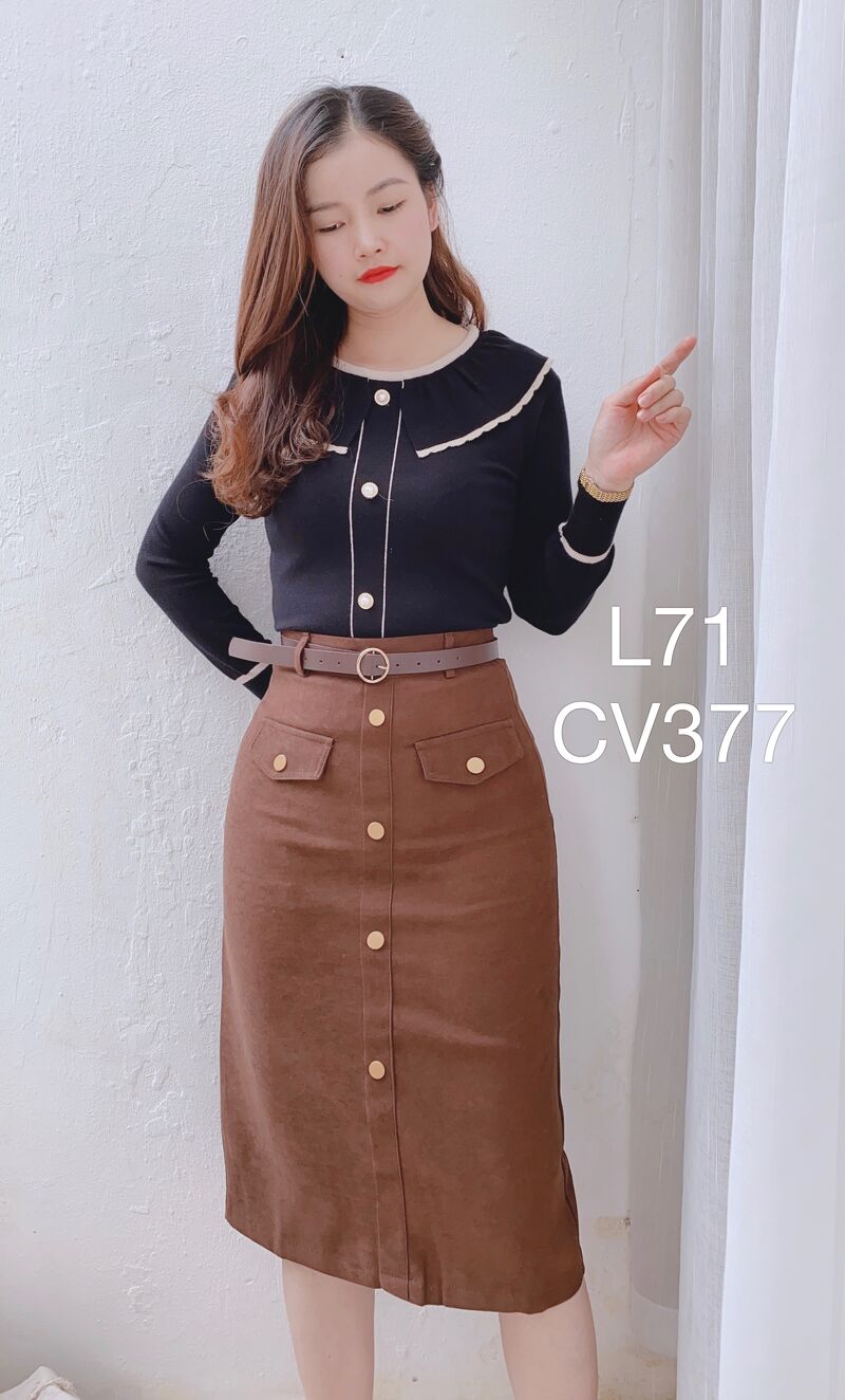 CV377 cv 2 nắp túi 6 cúc vàng