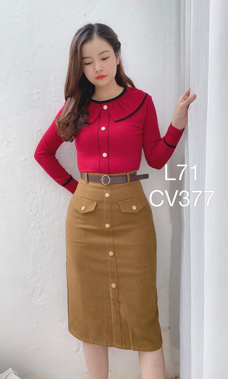 CV377 cv 2 nắp túi 6 cúc vàng