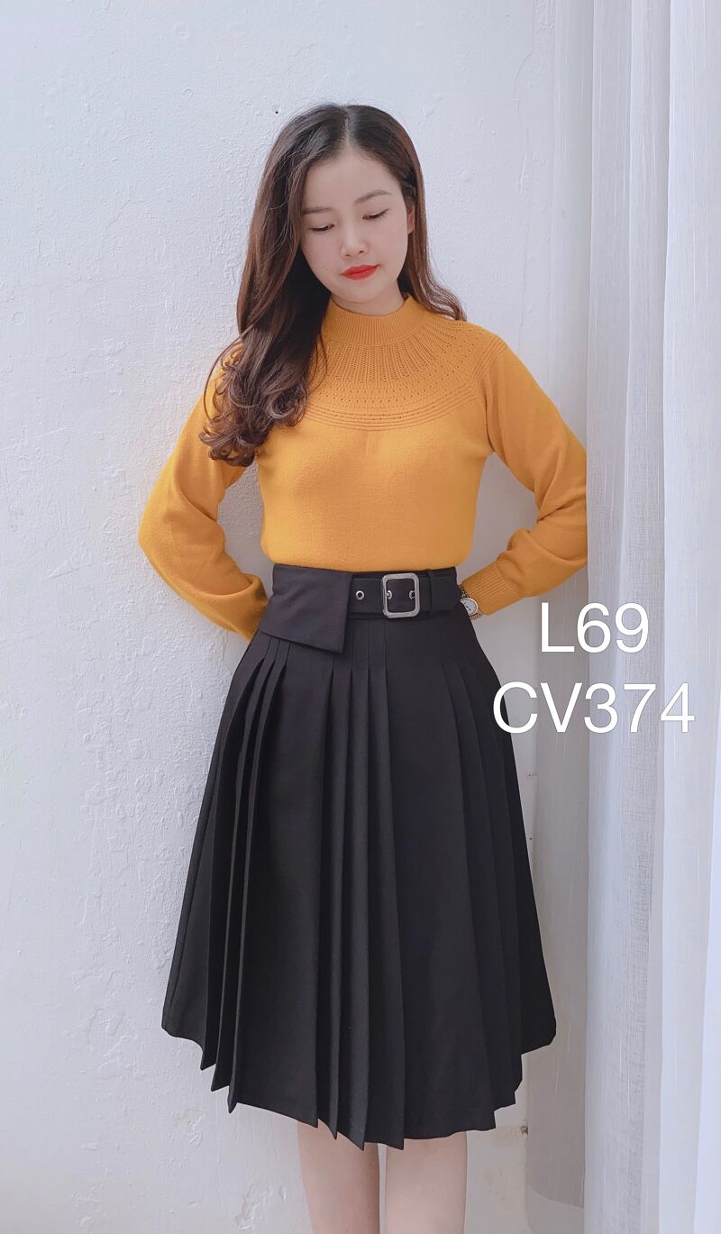 CV374 cv xòe vạt đai vuông