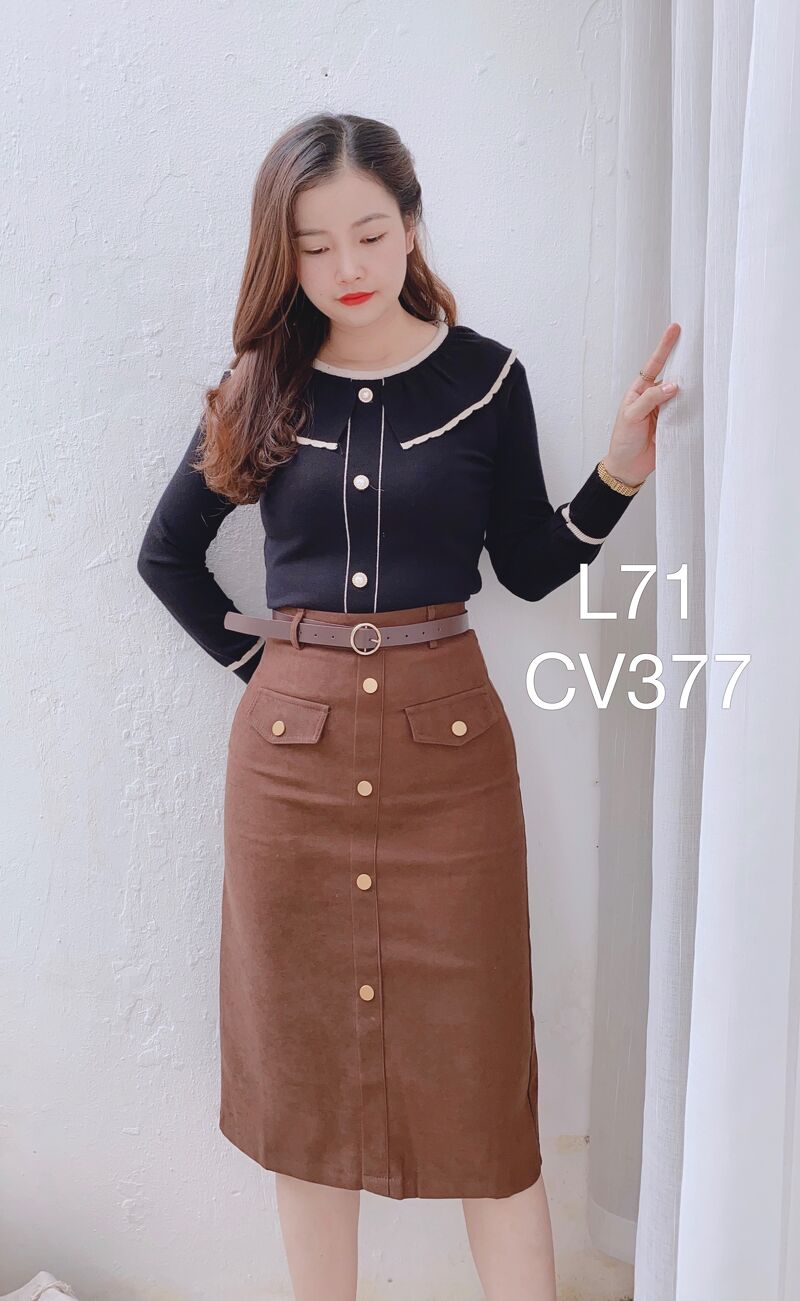 CV377 cv 2 nắp túi 6 cúc vàng