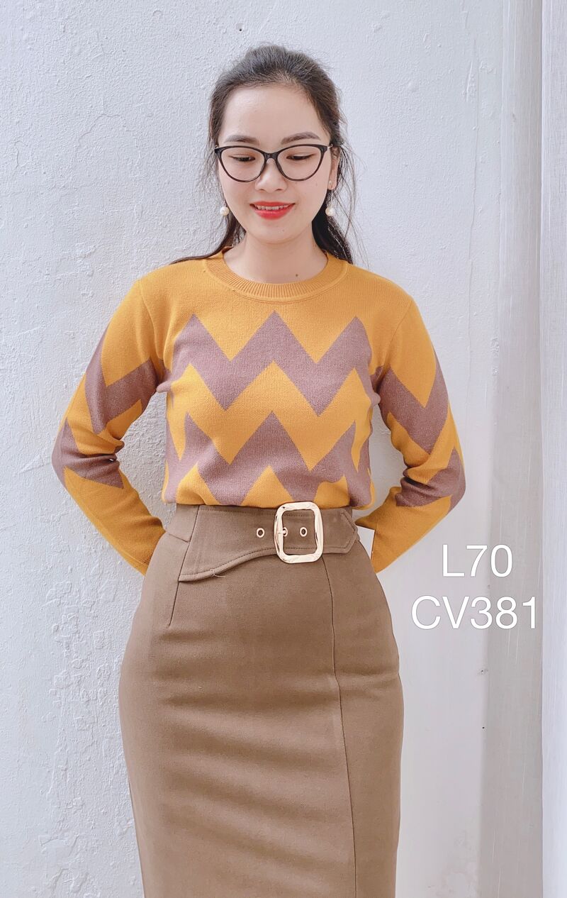 CV381 dạ vạt chéo đai vàng
