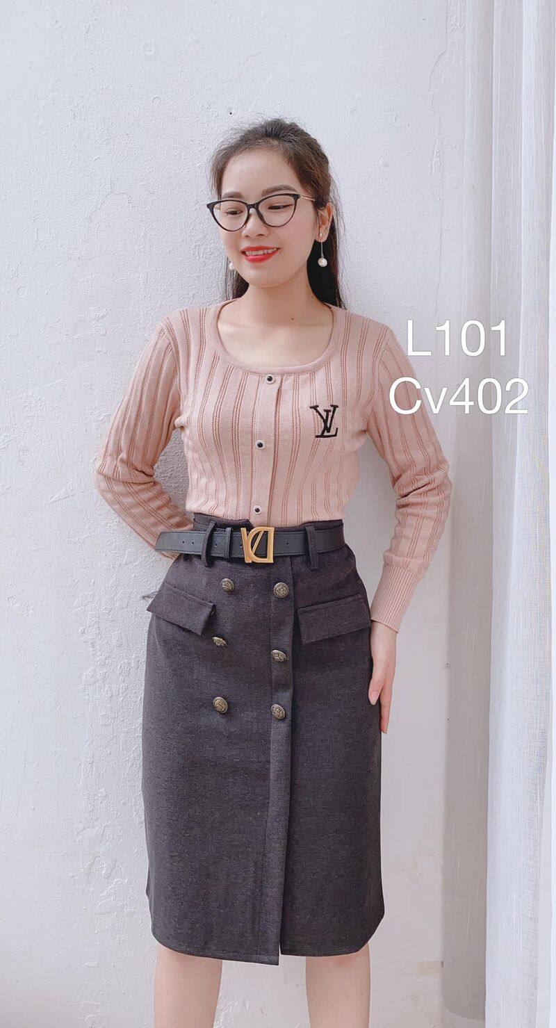 L101 len thêu LV cúc ngọc